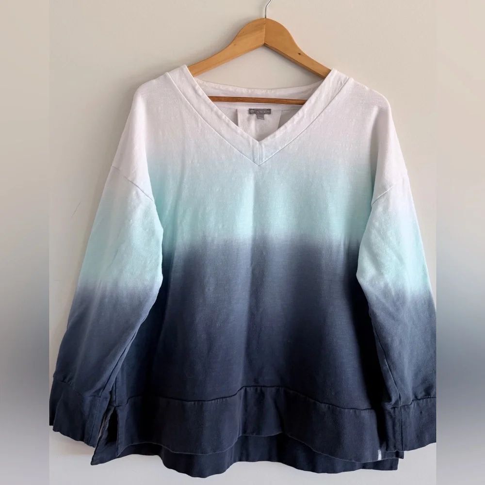 T by Talbots Ombre Top hoodies Sweater Women XL Coastal Beachy Casual Relaxed